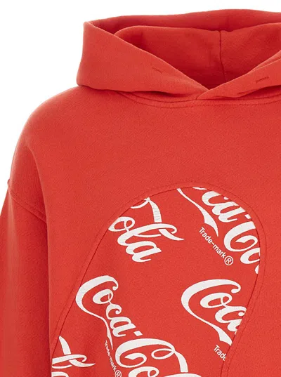Shop Erl Men Coca Cola Swirl Hoodie Knit In Red