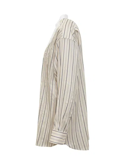 Shop Stella Mccartney Maxi Shirt With Striped Pattern In Beige