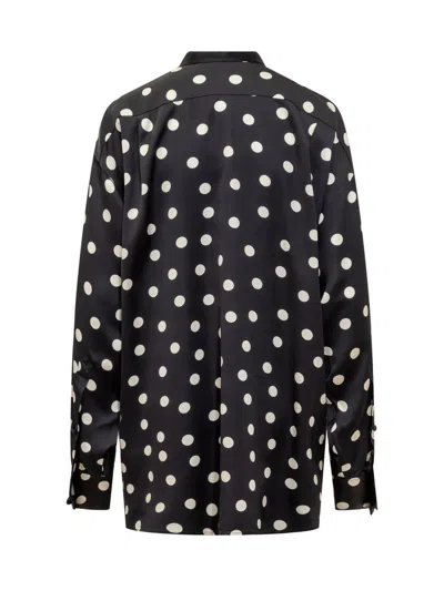 Shop Stella Mccartney Maxi Shirt With Polka Dot Pattern In Black