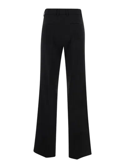 Shop Plain Straight Black Pants With Belt Loops In Fabric Woman