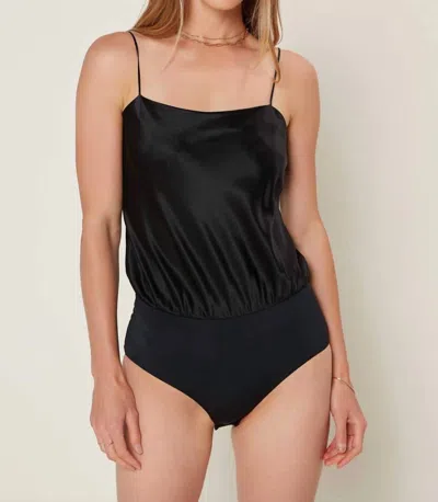 Current Air Cami Silk Bodysuit In Black In Black
