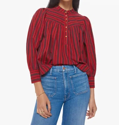 Shop Mother The Toss Up Cotton Blouse In Sun Down Stripe In Multi