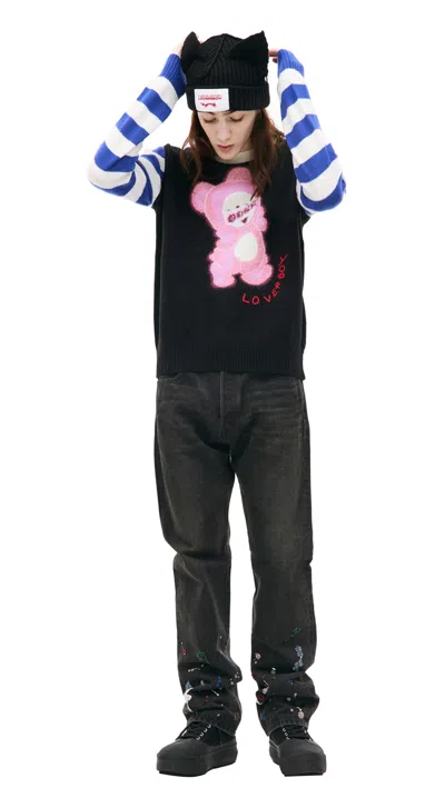 Shop Charles Jeffrey Loverboy Cute Gromlin Jumper In Black/blue/ecru