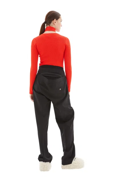 Coperni Red Top With Unique Cut-out Design And Ribbed Texture In Red
