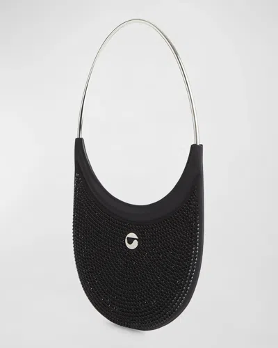 Shop Coperni Crystal Embellished Ring Swipe Bag In Black
