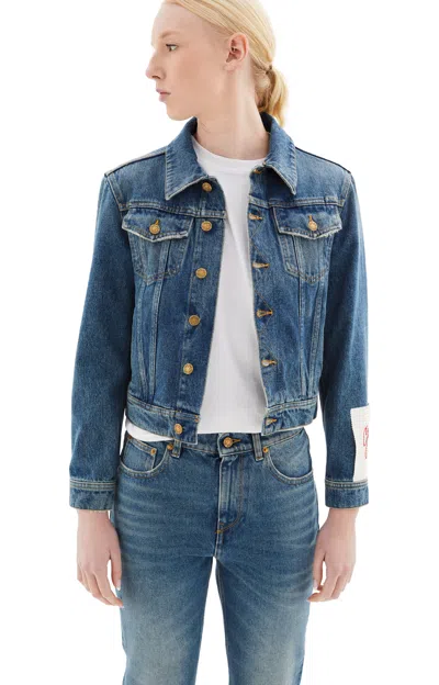 Shop Golden Goose Women's Regular Washed Denim Jacket In Blue