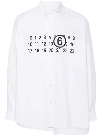 Shop Mm6 Maison Margiela Long Sleeve Printed Shirt In 961 White