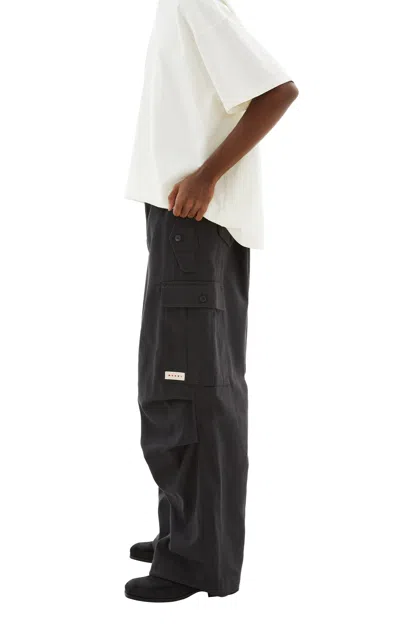 Marni Logo-patch Cargo Trousers In 00b99 Blue/black
