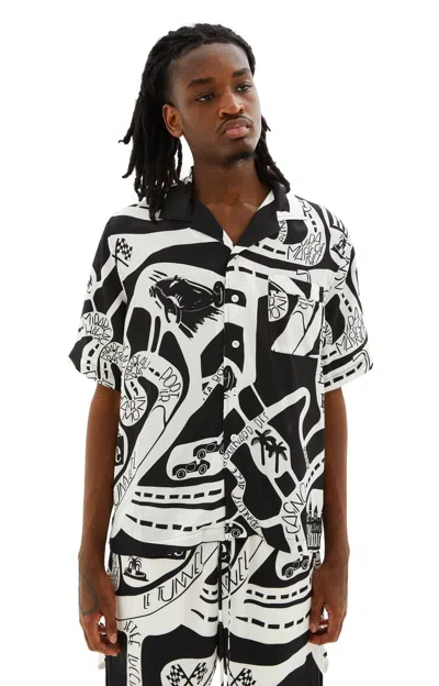 Shop Rhude Strada Silk Shirt In Black/white