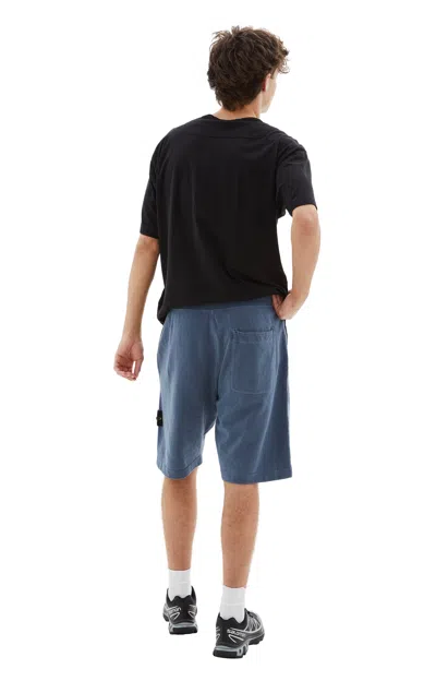Shop Stone Island Fleece Shorts In Dark Blue