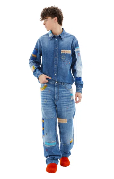 Shop Marni Men's Patch Jeans In Sdb50 Iris Blue