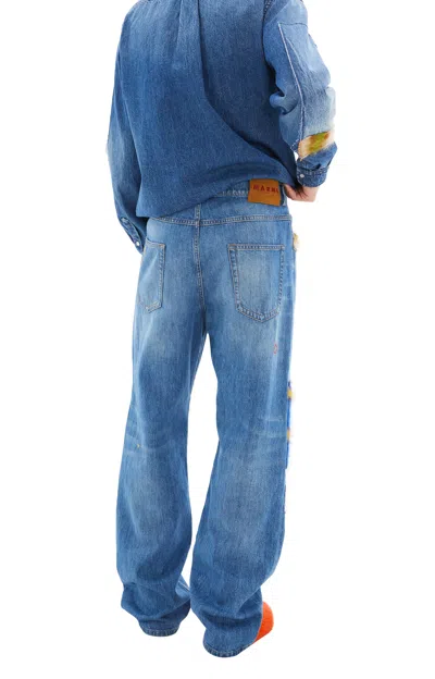 Shop Marni Men's Patch Jeans In Sdb50 Iris Blue