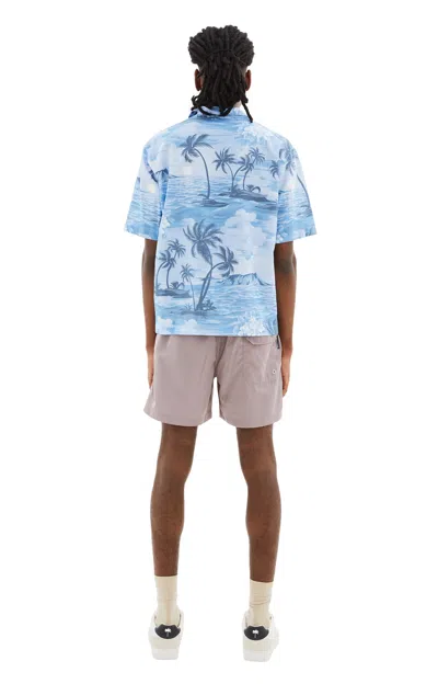 Shop Palm Angels Sunset Bowling S/s Shirt In Blue