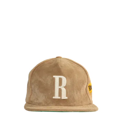 Shop Rhude Suede R Crown Cap In Beige