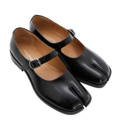 Shop Maison Margiela Leather Tabi Mary Jane Loafers In T8013 Black