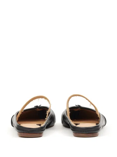 Maison Margiela Tabi Frayed Split-toe Leather Ballet Flats In Ha334 Black/nude