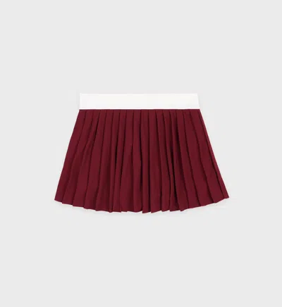 Shop Sporty And Rich Classic Logo Pleated Skirt In Merlot
