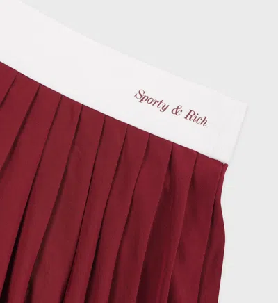 Shop Sporty And Rich Classic Logo Pleated Skirt In Merlot