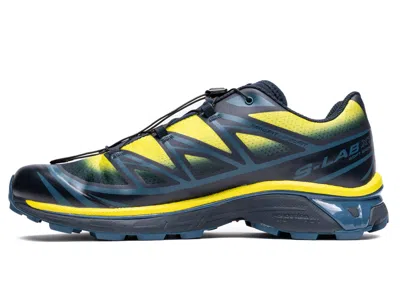 Shop Salomon Xt-6 Skyline Sneakers In Carbon/sunny Lime/sulphur