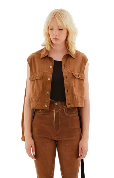 Rick Owens Drkshdw Cape Sleeve Cropped Jacket In Dark Pink