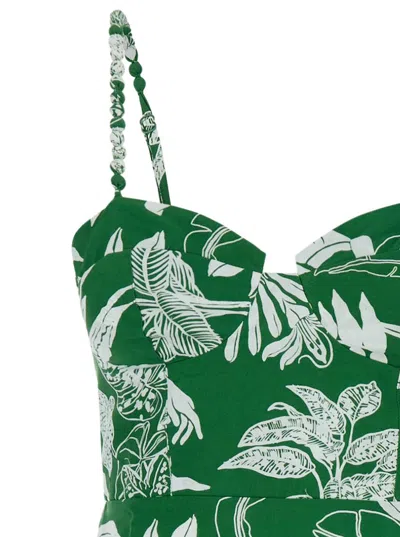 Shop Farm Rio Green Midi Dress With Forest Print In Cotton Woman