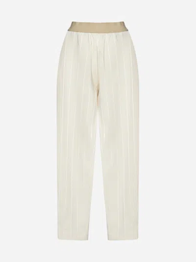 Shop Uma Wang Palmer Pinstripe Cotton-blend Trousers In Off White