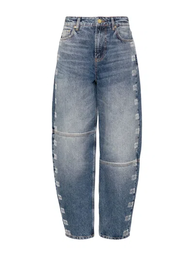 Shop Ganni Stary High-rise Tapered-leg Jeans In Blue