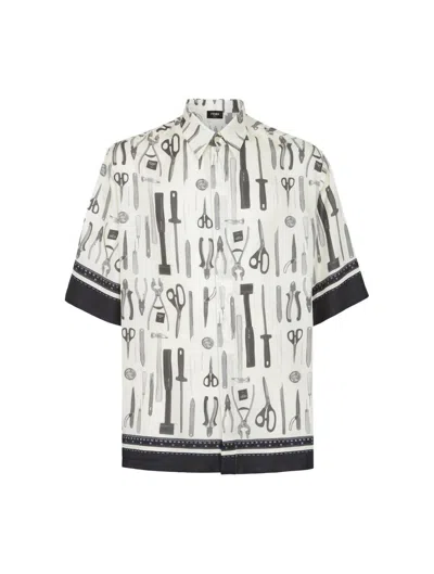 Shop Fendi All-over Graphic Printed Short-sleeved Shirt In Black