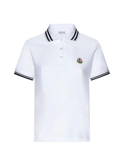 Shop Moncler Polo Shirt In Bianco