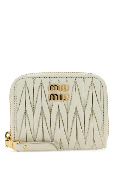 Shop Miu Miu Logo Lettering Zip-around Wallet In Bianco