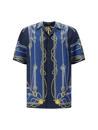 Shop Versace Shirt In Blue/gold
