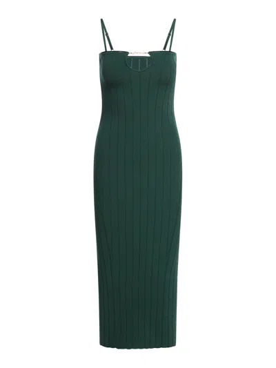 Shop Jacquemus Sierra Bretelles Dress In Dark Green