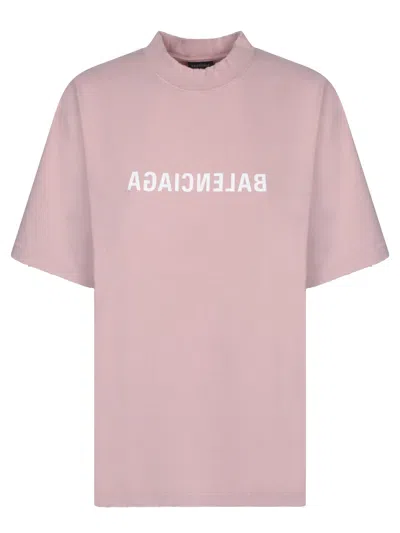 Shop Balenciaga Medium Fit Pink T-shirt