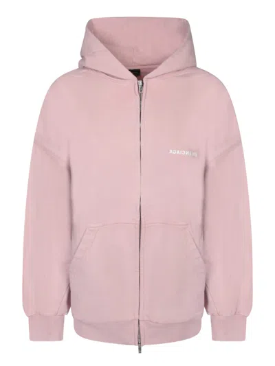 Shop Balenciaga Zippered Pink Hoodie