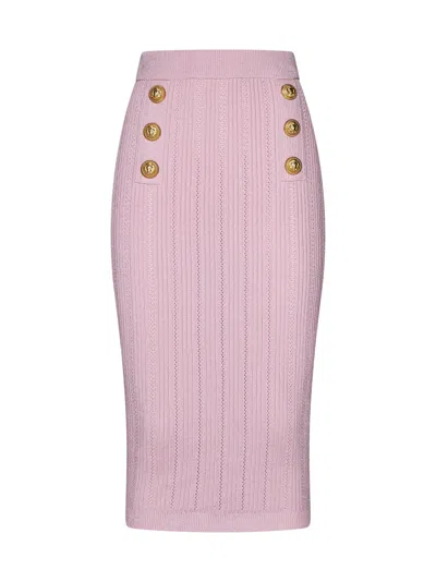 Shop Balmain Skirt In Rose