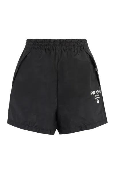 Shop Prada Nylon Shorts In Black