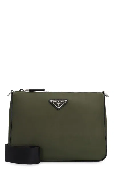 Shop Prada Re-nylon Messenger Bag In Green