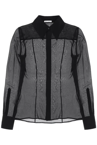 Shop Ami Alexandre Mattiussi Ami Paris Semi-transparent Silk Shirt In Black