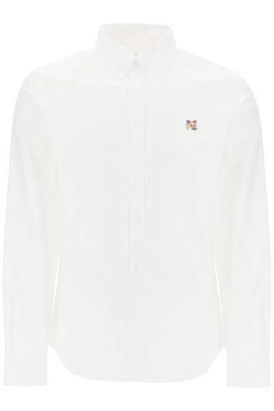 Shop Maison Kitsuné Mini Fox Head Oxford Shirt In White