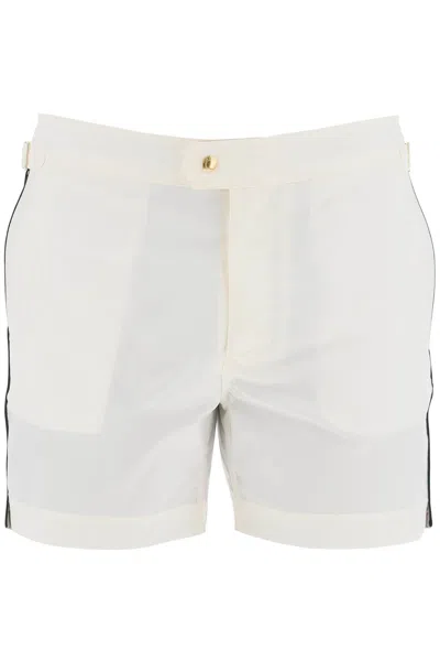 Shop Tom Ford "contrast Piping Sea Bermuda Shorts In White