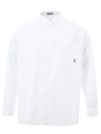 Shop Dior White Popeline Cotton Shirt With Logo