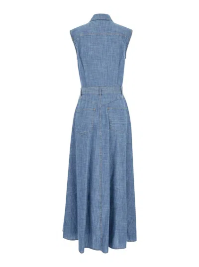 Shop Semicouture Light Blue Chemisier Long Dress In Denim Woman
