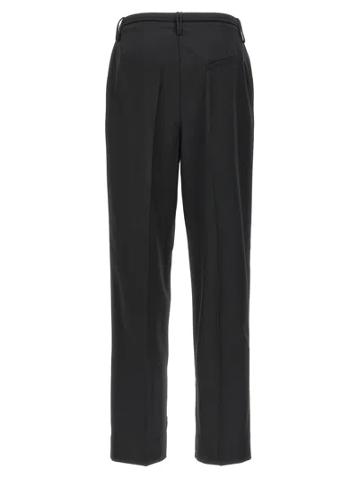 Shop Ganni Pleated Trousers In Black