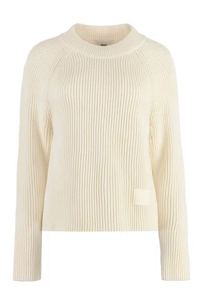 Shop Ami Alexandre Mattiussi Ami Paris Cotton-blend Sweater In Panna