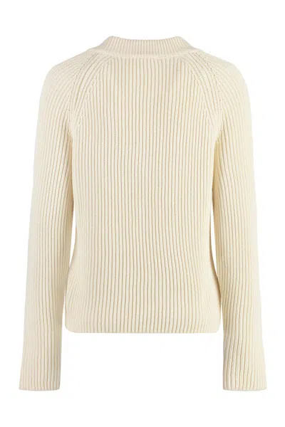 Shop Ami Alexandre Mattiussi Ami Paris Cotton-blend Sweater In Panna