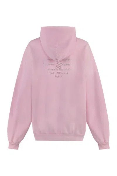 Balenciaga Stencil Medium Fit Hooded Sweatshirt In Pink