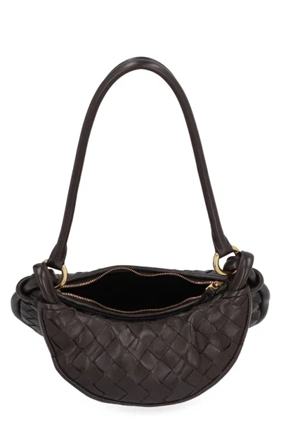 Shop Bottega Veneta Small Gemelli Leather Shoulder Bag In Brown