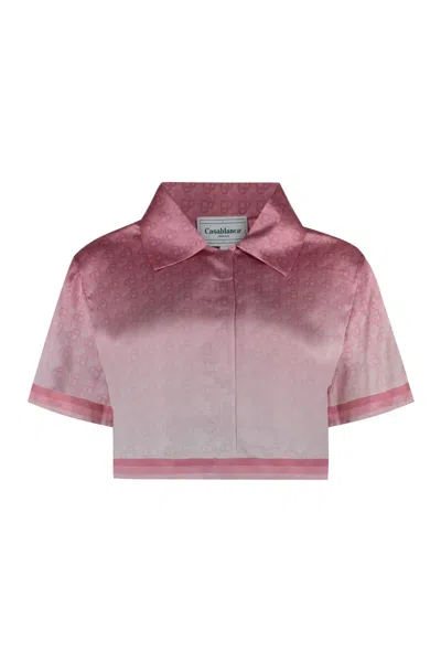 Shop Casablanca Printed Silk Shirt In Pink