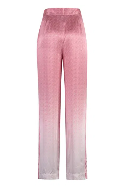 Shop Casablanca Printed Silk Pants In Pink
