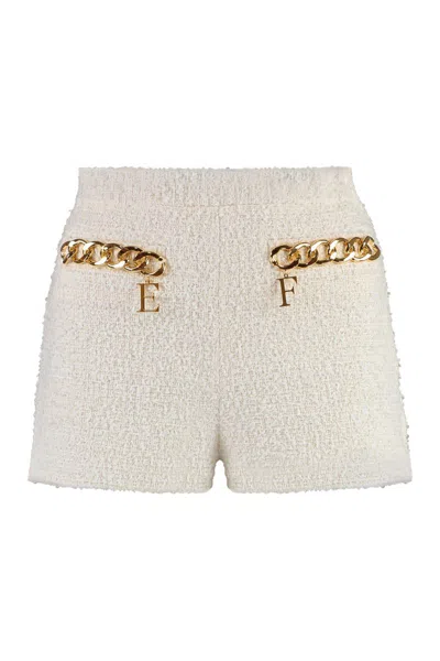 Shop Elisabetta Franchi Tweed Shorts In Ivory